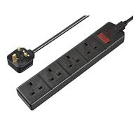 Masterplug Four Socket Extension Lead with LED Power Indicator, Unswitched, 2 Metre Cable, Heavy Duty, Rewireable, Power Strip, Work Power, Permaplug, Black, 13A, 4G, 2m, EXS1342B