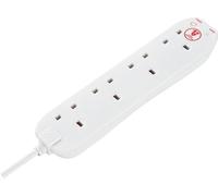 Masterplug Four Socket Extension Lead, 2 Metre Cable, Surge Protection, Power and Surge LED Indicators, Unswitched, 4-Way Plug Extension Cable, Power Strip, White, 13A, 4G, 2m, SRG42N