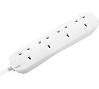Masterplug Four Socket Extension Lead, 3 Metre Cable, Unswitched, 4-Way Plug Extension Cable, Power Strip, Basic Power, White, 13A, 4G, 3m, BFG3N