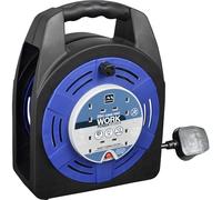 Masterplug 20M 4 Socket 13A Case Reel With Thermal Cut-out Blue, Blue