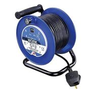 Masterplug Four Socket Open Cable Reel Extension Lead with Handle, 25 Metres, Blue