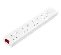 Masterplug Four Socket Rewireable Trailing Socket with Power Indicator and Individual Switches, Without Plug and Cable, White