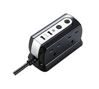 Masterplug Heavy Duty Four Socket Surge Protected Extension Lead with 2 USB Ports, 2 Metre, Black