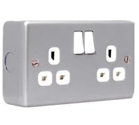 Masterplug MC522-01 Metal Clad Switched Socket 2-Gang 13A