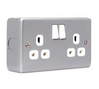 Masterplug Metal Clad Switched Socket Multi Colour (2-Gang)