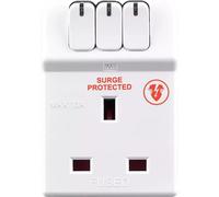 Masterplug MSWG3 Three Socket Surge Protected Adaptor with Individual Plug UK
