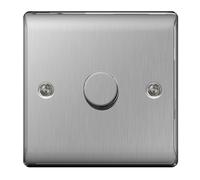 Masterplug NBS81P 2-Way Metal Brushed Steel On/ Off Dimmer Switch 400 W 1-Gang