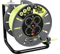 Masterplug Open Cable Reel Pro-XT 4 Socket 13A 50m Green - Winding Handle & Thermal Cut-Out