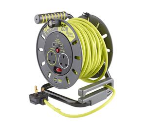 Masterplug OMU25132USL PRO-XT 2 Socket 25m 13A MED Open Reel + USB