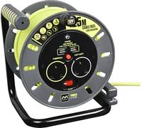 Masterplug OMU25132USL-PX Pro-XT Four Socket Open Cable Reel Extension Lead with Winding Handle and Two USB Charging Ports, Thermal Cut Out and Power Switch, 25 Metres High Visibility Cable, Green
