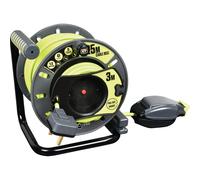 Masterplug OMU2513FL3IP-PX Pro-XT Reverse Open Cable Reel with Single In-Line Weatherproof Socket, 25 Metres with 3 Metres Reverse High Visibility Cab