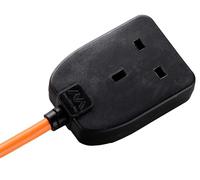 Masterplug One Socket Single Outdoor Extension Lead, 10 Metre Cable, Cable Tidy, Unswitched, Heavy Duty, Rewireable, 1-Way Plug Extension Cable, Orange, 13A, 1G, 10m, BOG10O