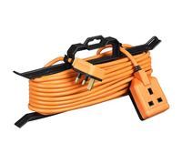 Masterplug One Socket Single Outdoor Extension Lead with Cable Tidy, Unswitched, 15 Metre Cable, Heavy Duty, Rewireable, 1-Way Plug Extension Cable, Orange, 13A, 1G, 15m, CT1513