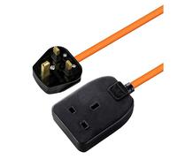 Masterplug One Socket Single Outdoor Extension Lead with Cable Tidy, Unswitched, 10 Metre Cable, Heavy Duty, Rewireable, 1-Way Plug Extension Cable, Orange, 13A, 1G, 10m, BOG10O