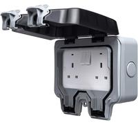 Masterplug Outdoor Double Socket IP66 Weatherproof Switched 13A Power Box Grey