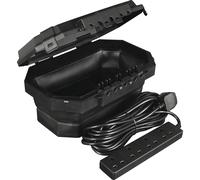 Masterplug Outdoor Electrical Enclosure & 4 Socket Extension 8m Lead in Black Masterplug Black
