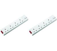 Masterplug - Permaplug Range Four Socket Trailing Socket with Power Switch without Plug and Cable, 13 Amp, White (Pack of 2)