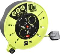 Masterplug Premium 4 Socket Cassette Reel with 10 Metre High-Vis Cable, Heavy D