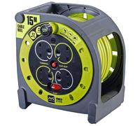MASTERPLUG - PRO-XT 4-Gang Extension Case Mains Reel, 15m