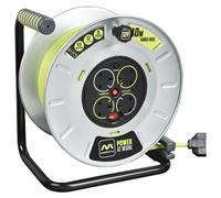 Masterplug ProXT 40m Metal Open Reel 4 Socket Extension Lead Visibility + Cable