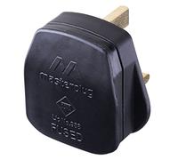 Masterplug Rewireable Moulded Plug with 13 Amp Fuse, 50 x 48 x 43 mm, Black