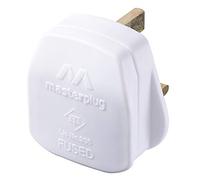 Masterplug Rewireable Moulded Plug with 13 Amp Fuse, 50 x 48 x 43 mm, White