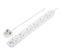 Masterplug Six Socket Extension Lead, 2 Metre Cabl