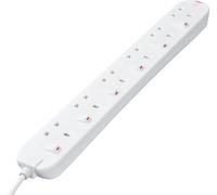 Masterplug Six Socket Extension Lead, 2 Metre Cable, Individual Switches, Power