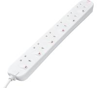 Masterplug Six Socket Extension Lead, 2 Metre Cable, Individual Switches, Power