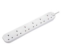 Masterplug Extension Lead 6 Gang - White 2M - BSG2N-MP