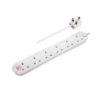 Masterplug Six Socket Surge Protected Extension Lead 2 Metres Power Strip White