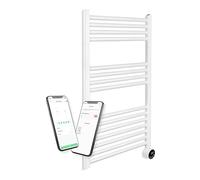 Masterplug Smart Electric Heated Towel Radiator/Rail with Remote for Bathrooms, Wi-Fi App Control, LED Display, Touch Control, Timer, Wall Mounted, SmartEnergy Thermaline, White, 500W, TWL50W80