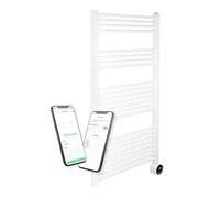 Masterplug Smart Electric Heated Towel Radiator/Rail with Remote for Bathrooms, Wi-Fi App Control, LED Display, Touch Control, Timer Function, Wall Mounted, SmartEnergy, White, 1000W, TWL100W125