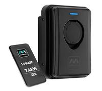 Masterplug Smart EV Home Wall Charger for Type 2 Electric and Plug-In Hybrid Vehicles, Socketed, Mode 3, Auto-Lock, Solar Charging, Single Phase, Wi-Fi, Black, IP55, 7.4kW, 32A, EVCM3SS7B-MP