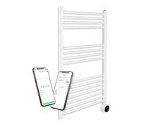 Masterplug Smart Electric Heated Towel Radiator/Rail with Remote for Bathrooms, Wi-Fi App Control, LED Display, Touch Control, Timer, Wall Mounted, SmartEnergy Thermaline, White, 500W, TWL50W80
