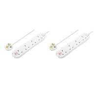 Masterplug SRG4210N-MP Four Socket Power Surge Protected Extension Lead, 2 Metres, 25 x 5.5 x 3 cm, White (Pack of 2)