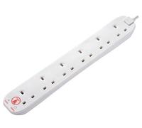 Masterplug Srg6210N-Mp Extension Lead 240V 6-Gang 13A White Surge Protected 2M Mstsrg6210