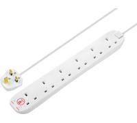 Masterplug Srg62N-Bd 6 Socket 13A Surge Protected White Extension Lead, 2M