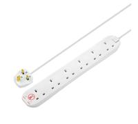 Masterplug Srg64N-Bd 6 Socket 13A Surge Protected White Extension Lead, 4M