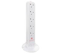 Masterplug SRGTOW10110 10 Socket 1m 13A Surge Tower Extension Lead White