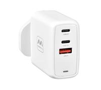 Masterplug Super-Fast USB Charging Plug with Single Type A and Two Type C Charging Ports, 67 Watts, White