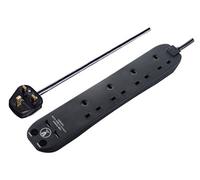 Masterplug Surge Black 13A 4 Socket Extension Lead With Usb, 1M