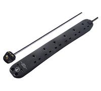 Masterplug Surge Black 13A 6 Socket Extension Lead With Usb, 1M