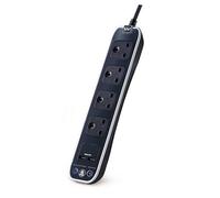 Masterplug Surge Black 4 Socket Extension Lead With Usb, 1M