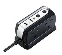 Masterplug Surge Black 4 Socket Extension Lead With Usb, 2M