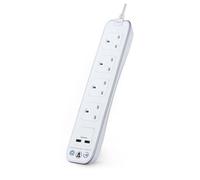 Masterplug Surge White 4 Socket Extension Lead With Usb, 1M