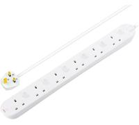 Masterplug Swc62N-Bd 6 Socket 13A Switched White Extension Lead, 2M