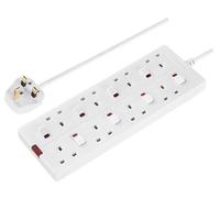 Masterplug Swn82-Bd 8 Socket 13A Switched White Extension Lead, 2M