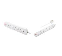 Masterplug SWSRG4210N-MP Four Socket Power Surge Protected Extension Lead with Individual Switches & SRG6210N-MP Six Socket Surge Protected Extension Lead, 2 Metres, White