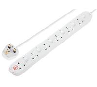 MASTERPLUG SWSRG6210N-MP 6 SKT 2M 13A IND SW SRG EXT LEAD WHITE